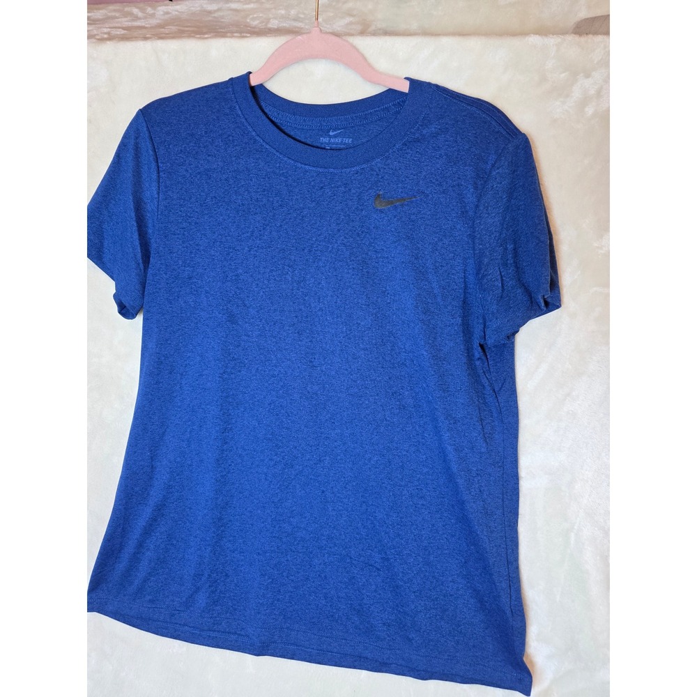 Nike Dri-FIT Womens Large Blue Heathered Short Sleeve Performance T-Shirt Swoosh